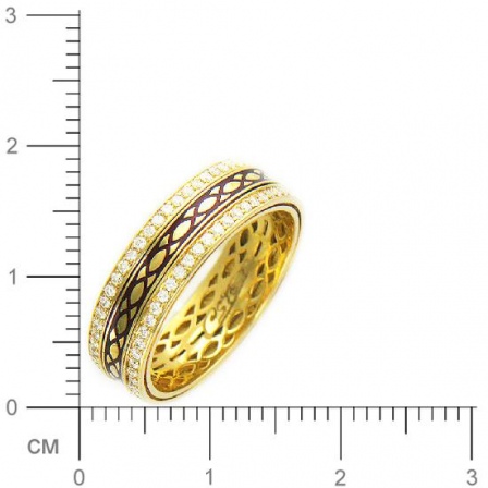 Кольцо с бриллиантами, эмалью из желтого золота 750 пробы (арт. 421364)