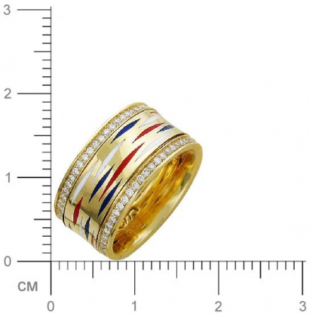 Кольцо с бриллиантами, эмалью из желтого золота 750 пробы (арт. 421365)
