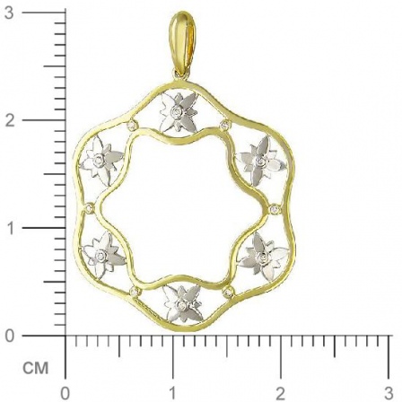 Подвеска Цветок с бриллиантами из комбинированного золота (арт. 421451)