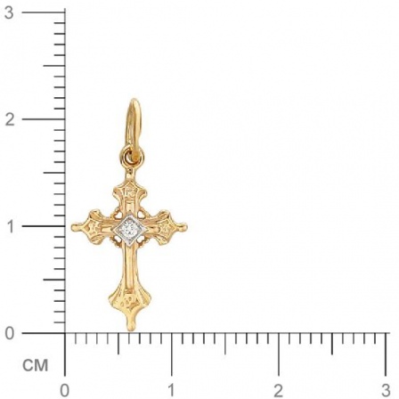 Крестик с бриллиантом из красного золота (арт. 421481)