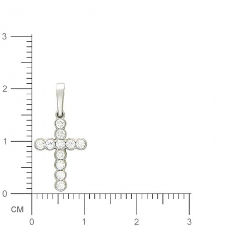 Крестик с бриллиантами из белого золота (арт. 421484)