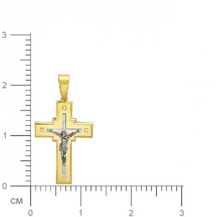 Крестик с бриллиантами из комбинированного золота 750 пробы (арт. 421492)