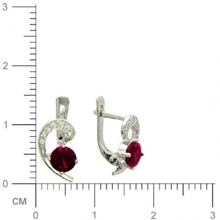 Серьги с бриллиантами, рубинами из белого золота (арт. 421596)