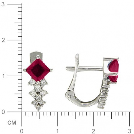 Серьги с бриллиантами, рубинами из белого золота (арт. 421606)