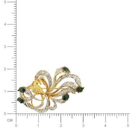 Брошь Павлин с бриллиантами, сапфирами, тсаворитами из комбинированного 750 (арт. 421824)