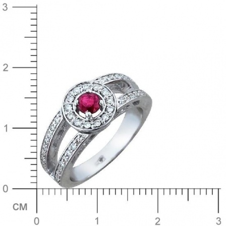 Кольцо с бриллиантами, рубином из белого золота 750 пробы (арт. 421986)
