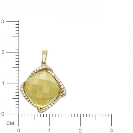 Подвеска с бриллиантами, цитрином из желтого золота (арт. 422126)