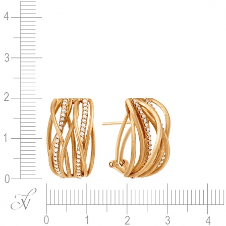 Серьги с бриллиантами из желтого золота (арт. 730359)