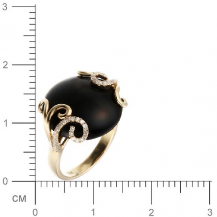 Кольцо с бриллиантами, агатом из желтого золота (арт. 730481)