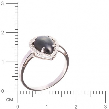 Кольцо с бриллиантами, сапфиром из белого золота (арт. 730524)