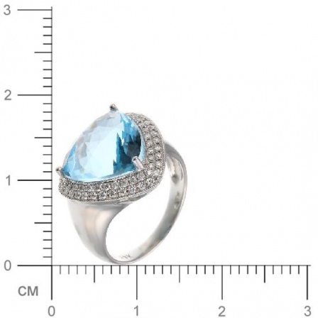 Кольцо с бриллиантами, топазом из белого золота (арт. 730542)