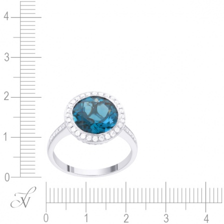 Кольцо с бриллиантами, топазом из белого золота (арт. 730545)
