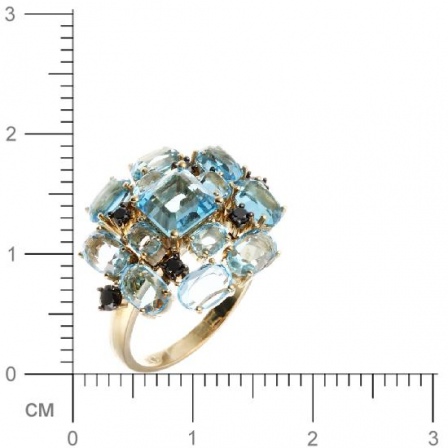 Кольцо с бриллиантами, топазами из желтого золота (арт. 730548)