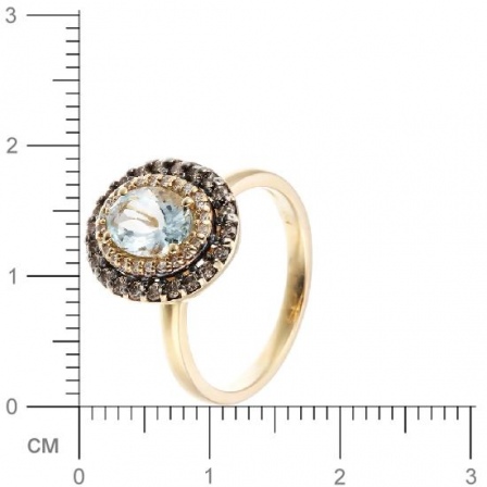 Кольцо с бриллиантами, аквамарином из желтого золота (арт. 730550)