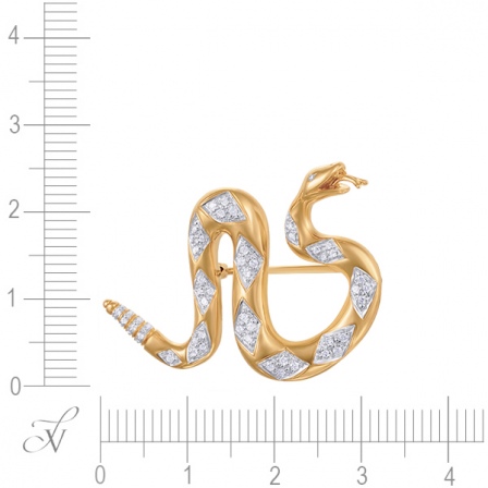Брошь Змейка с бриллиантами из белого золота (арт. 730674)
