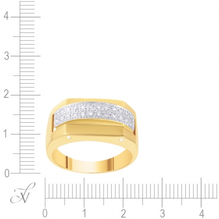 Кольцо с бриллиантами из желтого золота (арт. 730700)