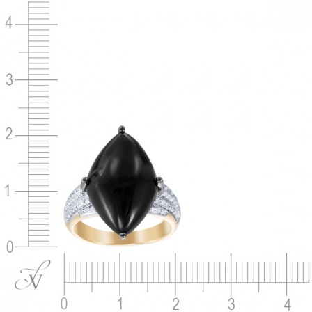 Кольцо с бриллиантами, ониксом из желтого золота (арт. 732888)