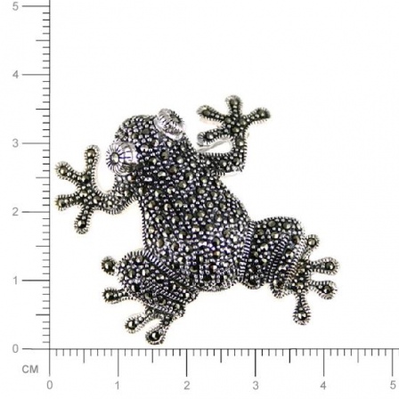 Брошь Лягушка с марказитом из серебра (арт. 736232)