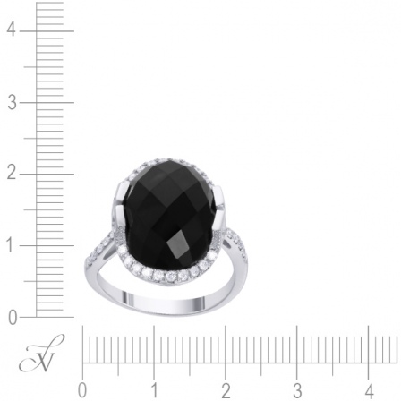 Кольцо с бриллиантами, ониксом из белого золота (арт. 737054)