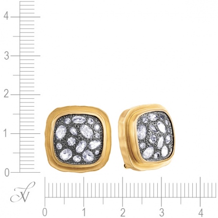 Серьги с бриллиантами, топазами из желтого золота (арт. 737109)