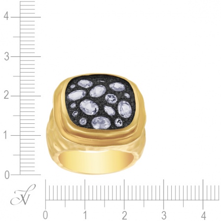 Кольцо с бриллиантами, топазами из желтого золота (арт. 737113)
