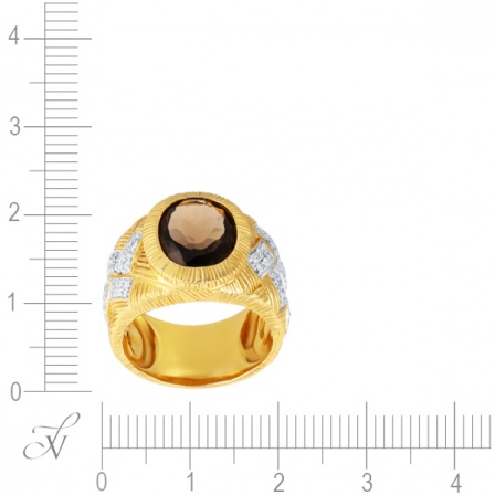 Кольцо с бриллиантами, раухтопазом из желтого золота (арт. 738510)