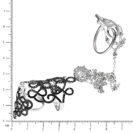 Серьги с ониксами, кораллами и фианитами из серебра (арт. 740801)