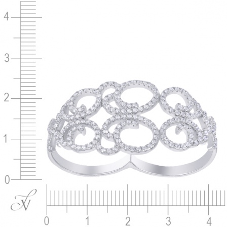 Кольцо на два пальца с фианитами из серебра (арт. 741915)