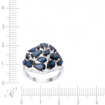 Кольцо с сапфирами и бриллиантами из белого золота (арт. 742153)