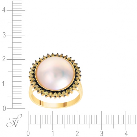 Кольцо с сапфирами и жемчугом из жёлтого золота (арт. 749554)