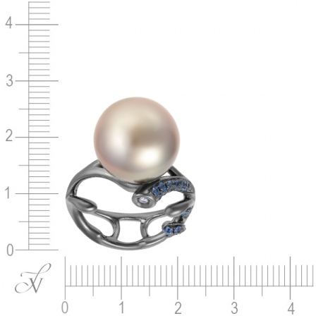 Кольцо с сапфирами, бриллиантом и жемчугом из золота (арт. 749560)
