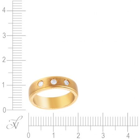 Кольцо с 3 бриллиантами из жёлтого золота (арт. 749591)