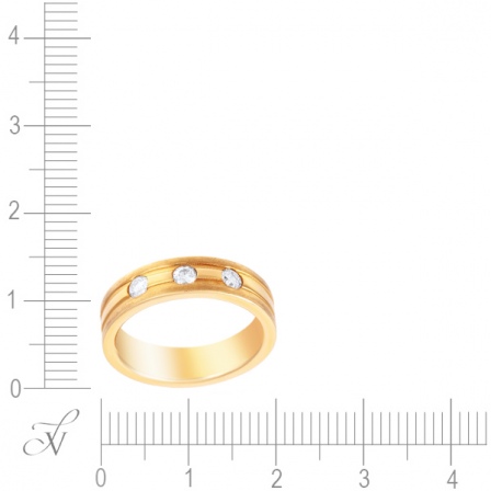 Кольцо с 3 бриллиантами из жёлтого золота (арт. 749597)