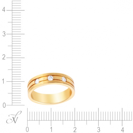 Кольцо с 3 бриллиантами из жёлтого золота (арт. 749604)