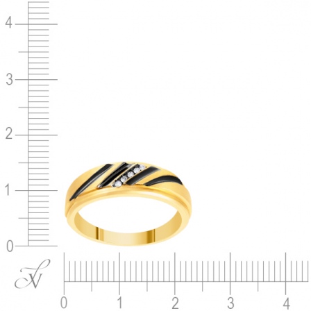 Кольцо с 5 бриллиантами из жёлтого золота (арт. 749645)
