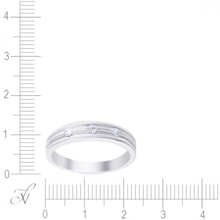 Кольцо с 3 бриллиантами из белого золота (арт. 749912)