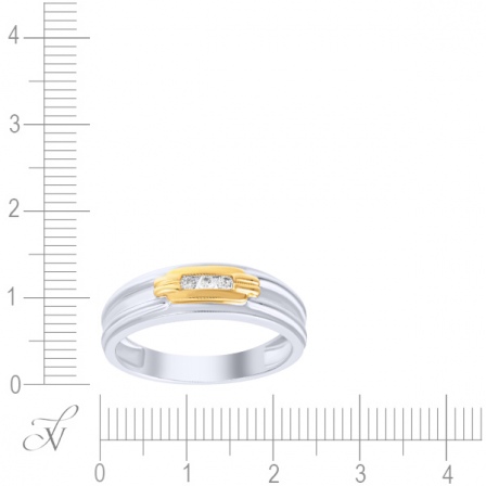 Кольцо с 3 бриллиантами из комбинированного золота (арт. 757031)