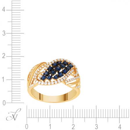 Кольцо с сапфирами и бриллиантами из красного золота (арт. 757214)