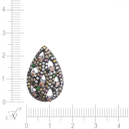 Подвеска с бриллиантами, сапфирами и цаворитами из белого золота (арт. 757574)