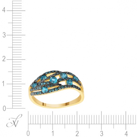 Кольцо с топазами и бриллиантами из жёлтого золота (арт. 759549)