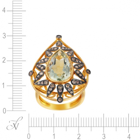 Кольцо с аметистом и бриллиантами из жёлтого золота (арт. 759709)