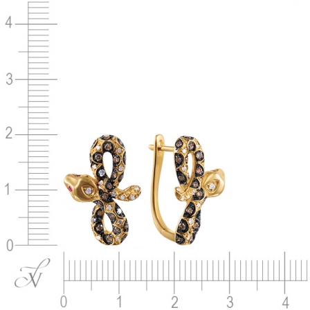 Серьги с бриллиантами и сапфирами из жёлтого золота (арт. 759731)