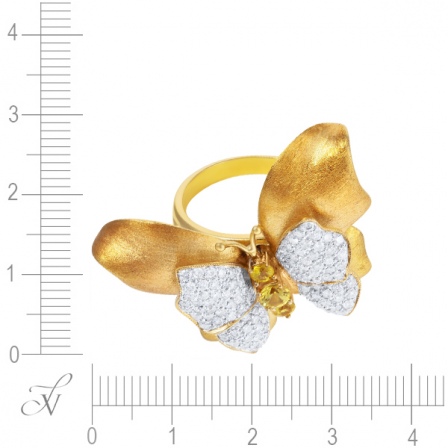 Кольцо с бриллиантами и сапфирами из жёлтого золота (арт. 759785)