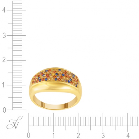 Кольцо с сапфирами и бриллиантами из жёлтого золота (арт. 759804)