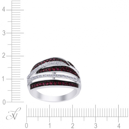 Кольцо с рубинами и бриллиантами из белого золота (арт. 760067)