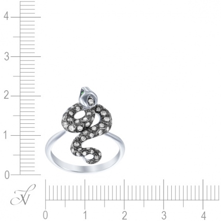 Кольцо с бриллиантами и цаворитами из белого золота (арт. 760076)