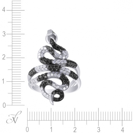 Кольцо с бриллиантами и цаворитами из белого золота (арт. 760077)