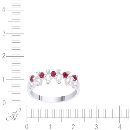 Кольцо с рубинами и бриллиантами из белого золота (арт. 760086)