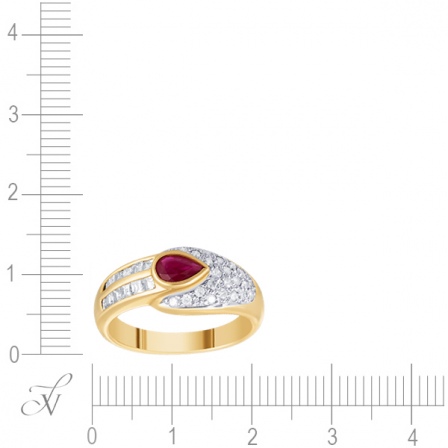 Кольцо с рубином и бриллиантами из жёлтого золота (арт. 760127)