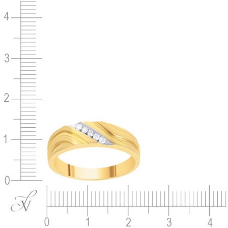 Кольцо с 5 бриллиантами из жёлтого золота (арт. 761153)